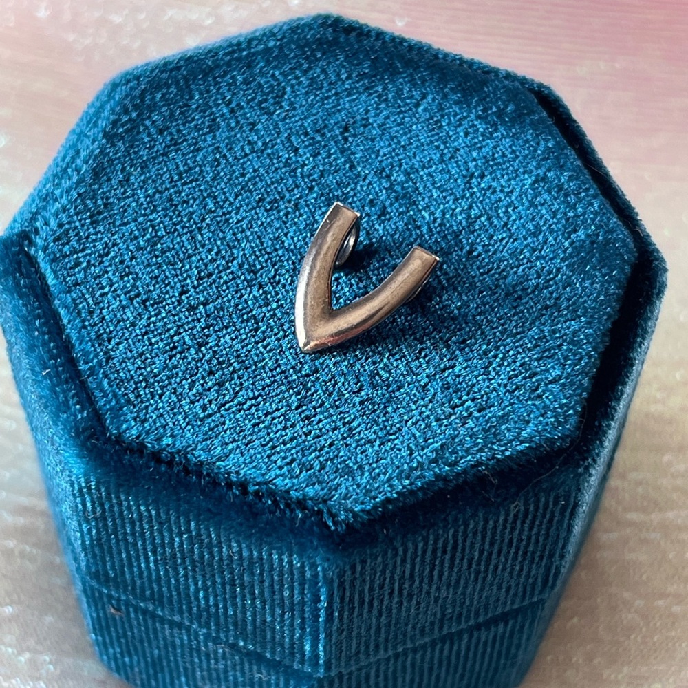 Sterling Silver Letter V Slide Charm